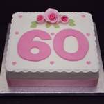 number 60 with pink roses cake    £55 (8")